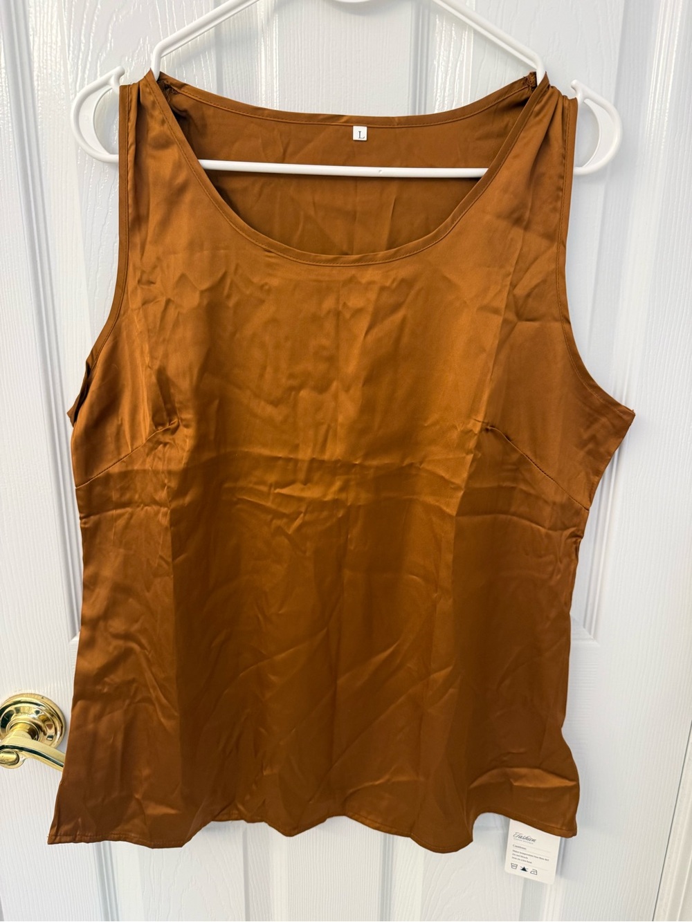 Satin Scoop Neck Camisole in Rust